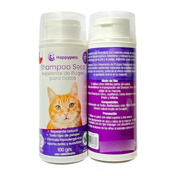 Shampo En Polvo Seco Repelente De Pulgas Para Gatos Happypets